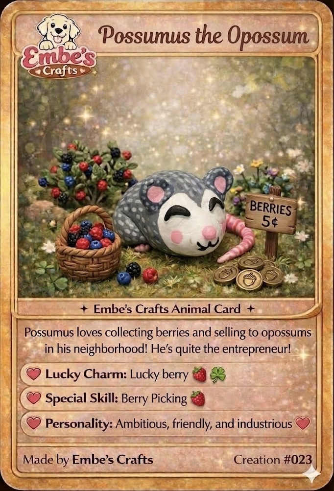 Possumus the Opossum Creation Card