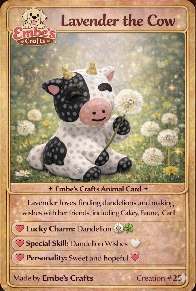 Lavender the Cow Creation Card