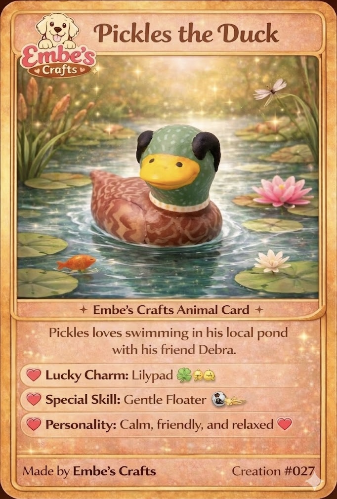 Pickles the Duck Creation Card