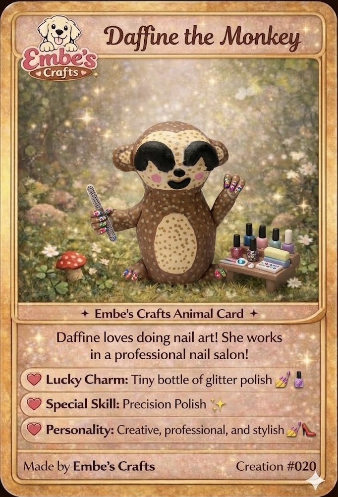 Daffine the Monkey Creation Card