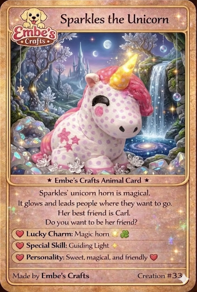 Sparkles the Unicorn Creation Card