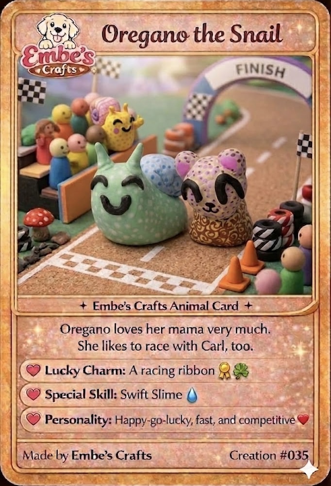 Oregano the Snail Creation Card