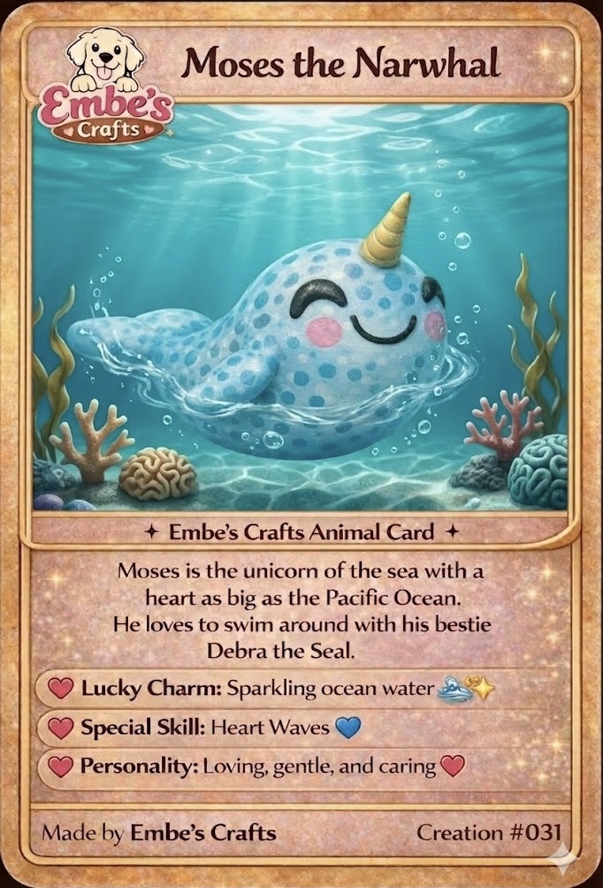 Moses the Narwhal Creation Card