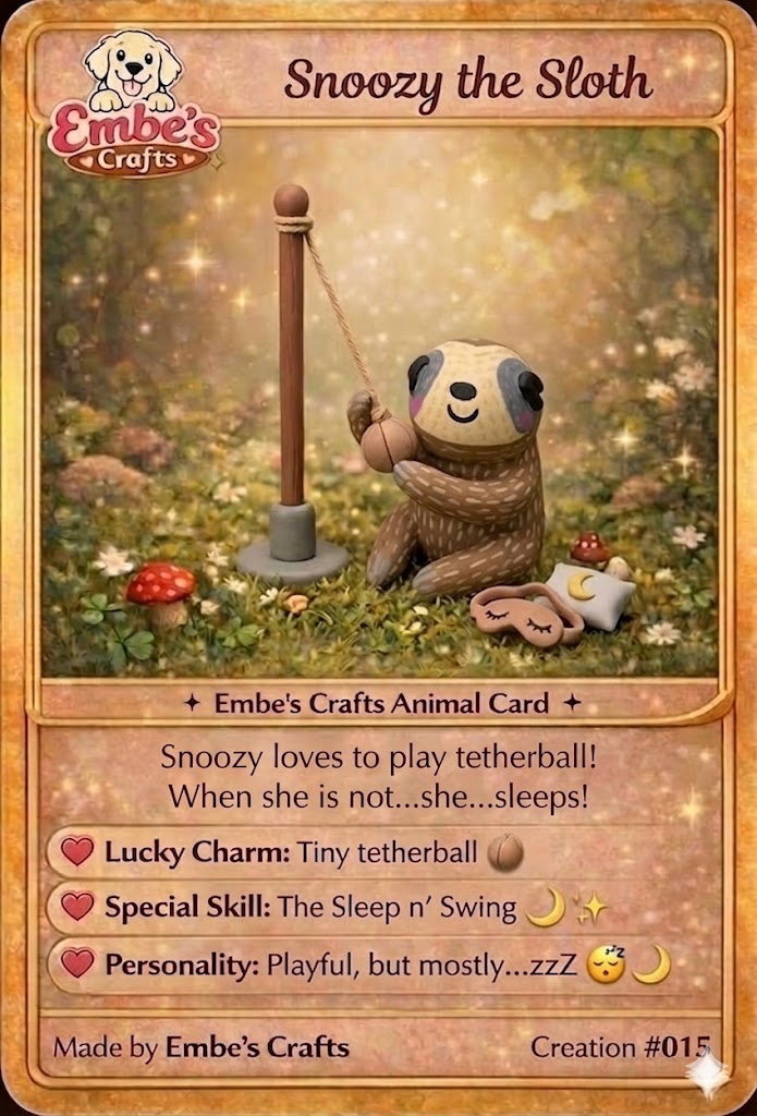 Snoozy the Sloth Creation Card